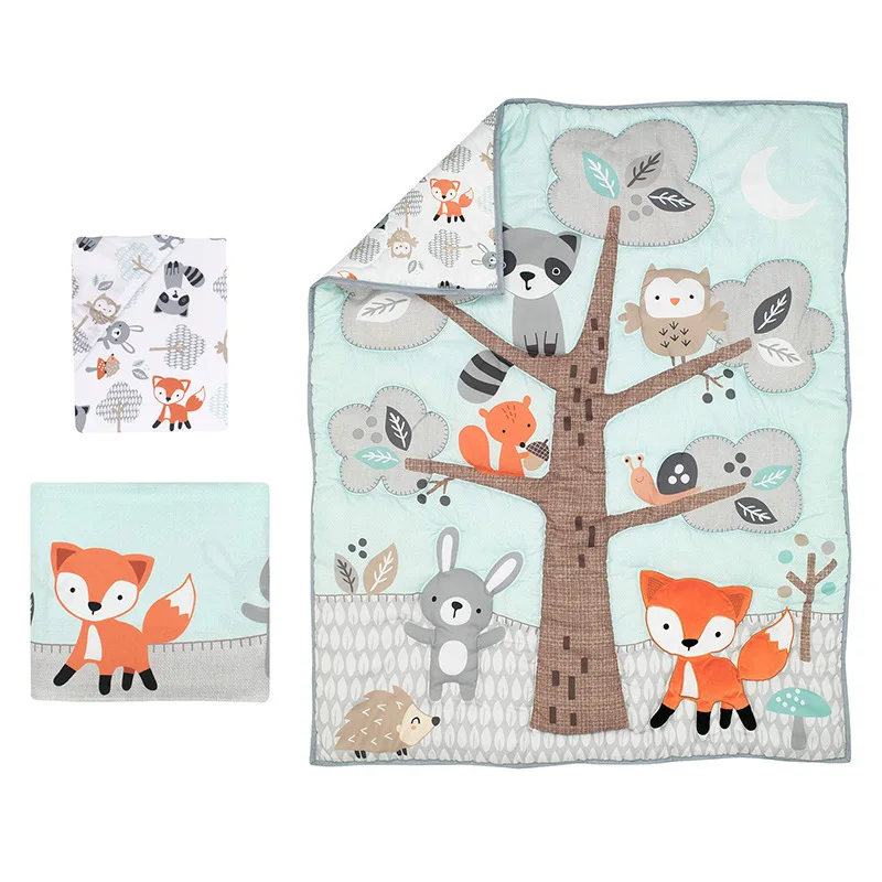 Newborn Bedding Crib Bumper Sheet Set Cartoon Cute Animal Comforter Baby Cot Bedding Sets