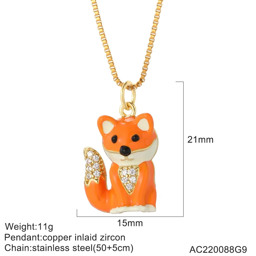 Cute Fox Heart Necklace for Women Collars Boho Evil Blue Eye Collars Gold Color Long Stainless Steel Chains Moon Sun Pendant