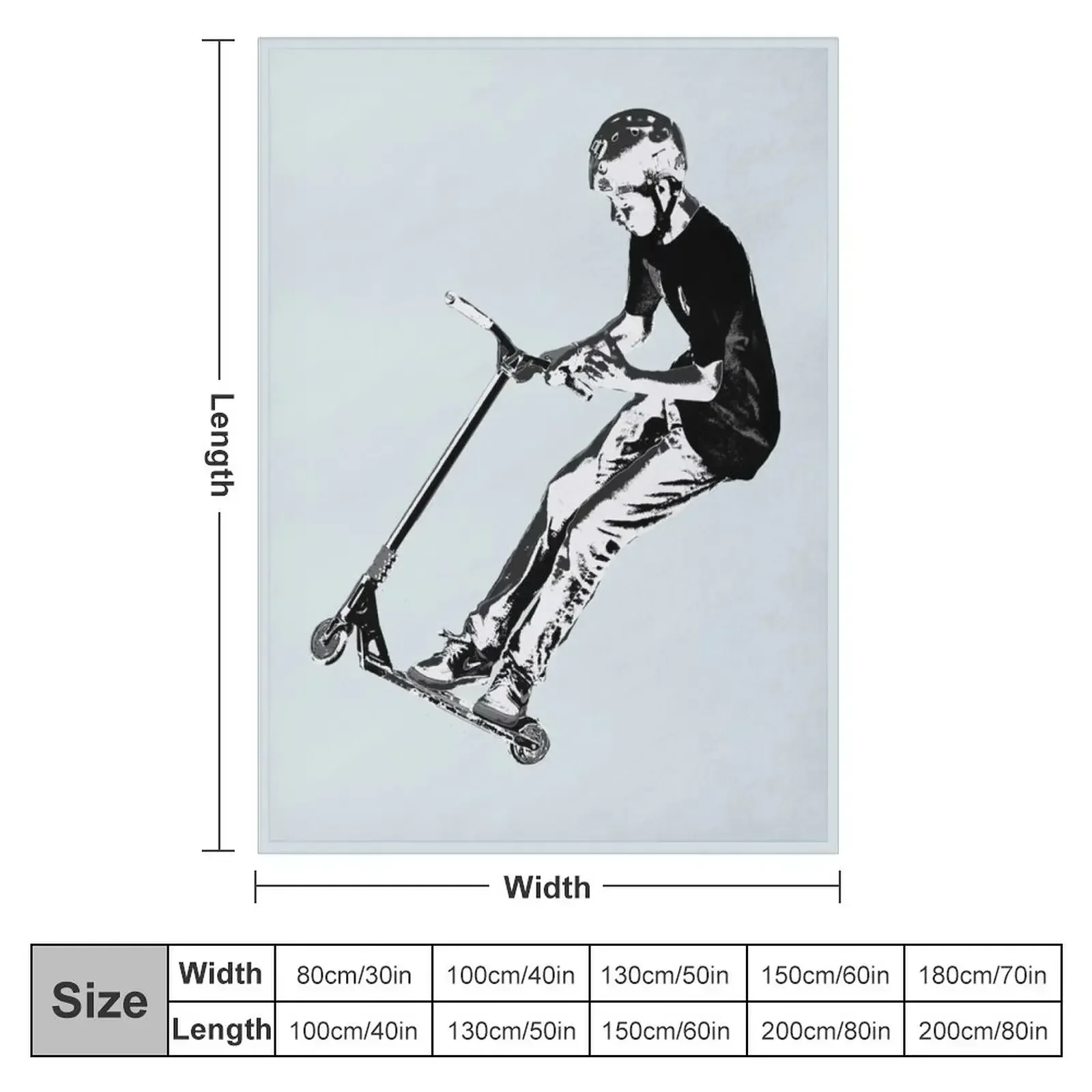 Mid-Air Turn - Stunt Scooter Move Throw Blanket couch cozy soft plush fuzzy picnic outdoor blanket