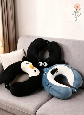 Cartoon PP Cotton Cute Shark Penguin Sheep Soft Portable Neck Pillow Airplane Car Office Nap