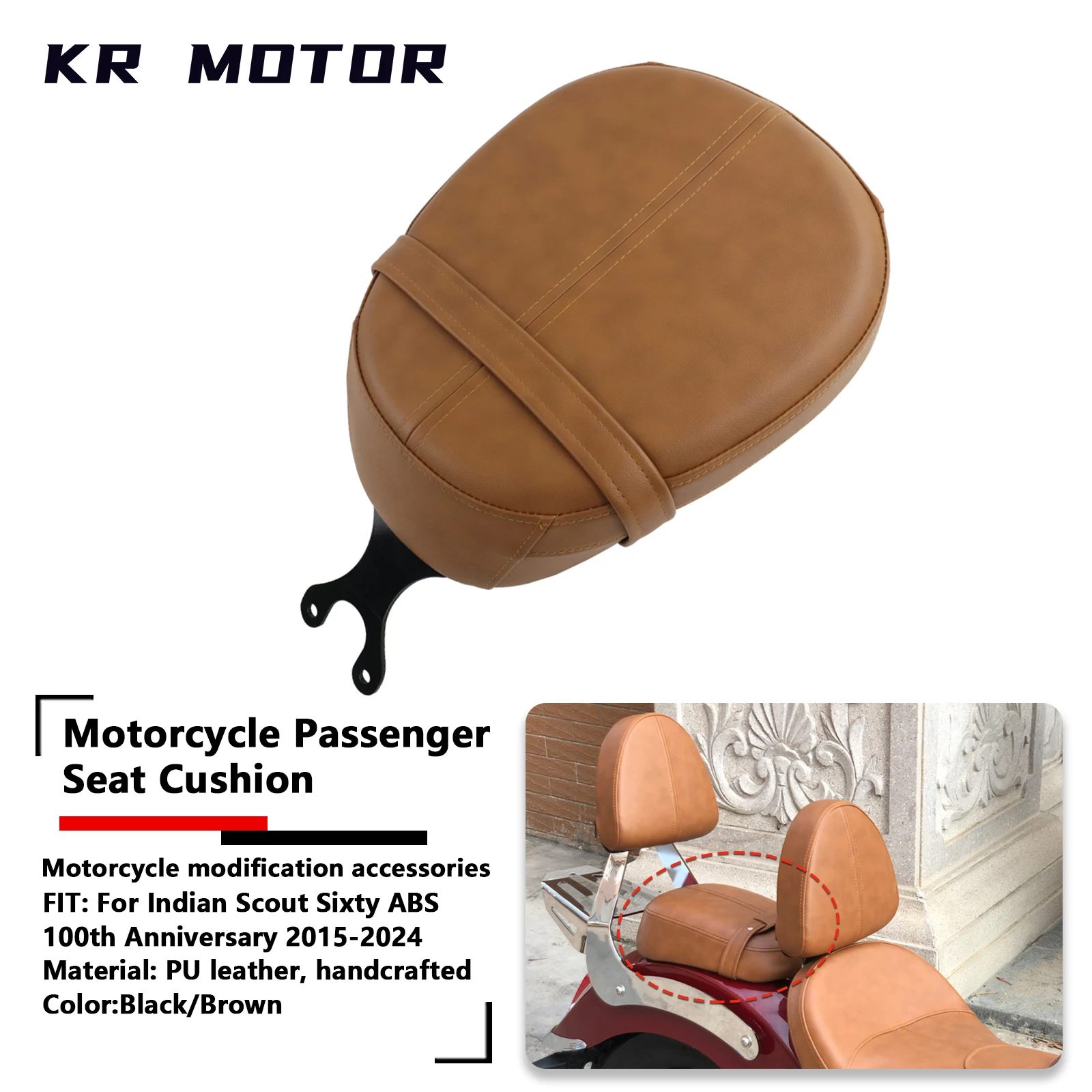 

Fit For Indian Scout Sixty ABS 100th Anniversary 2015-2023 Motorcycle Touring Passenger Seat Rear Pillion Cushion Backseat Seat