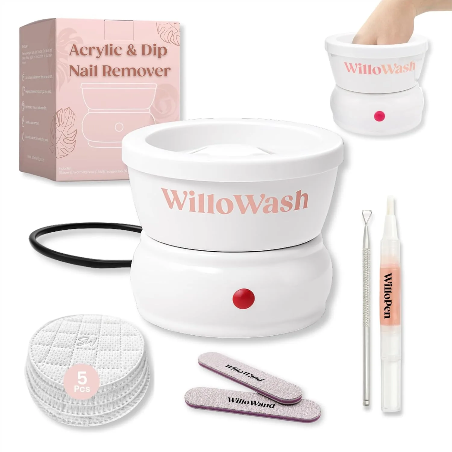 Electric Acetone Nail Remover Bowl for Acrylic & Dip Powder, Heated Soak Off Kit Fast Removal