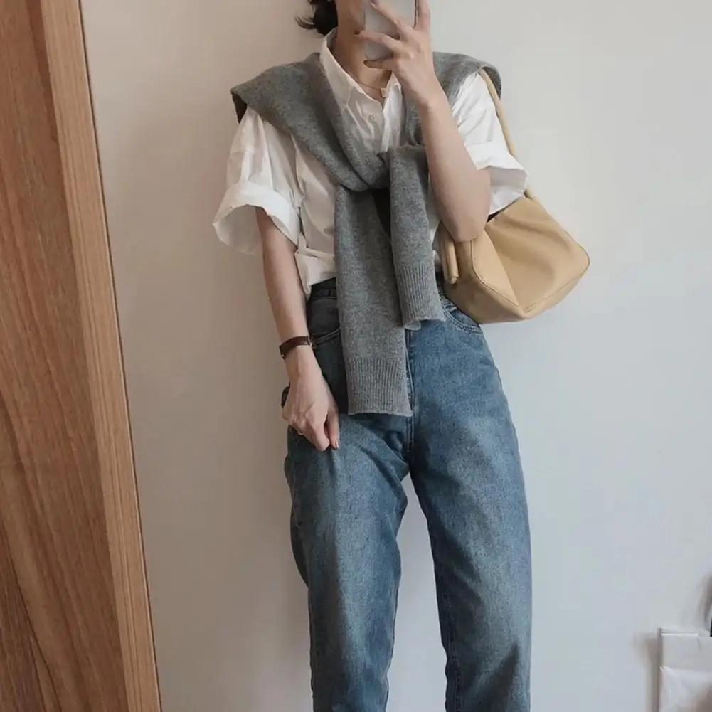 

Вязаная шаль, однотонный искусственный воротник, мягкая ткань, легко носить шаль, уютный шарф, летний кондиционер, защита шеи