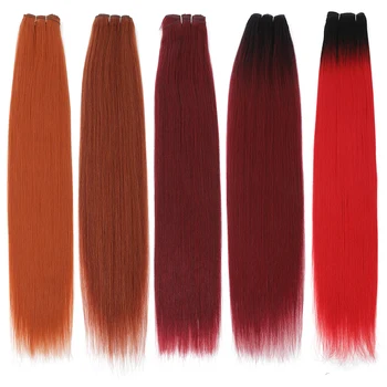 Bug Color Bone Glattes Haar Bundles Salon Natürliche Haarverlängerungen Super lange synthetische Yaki Glattes Haar Weben voll bis zum Ende