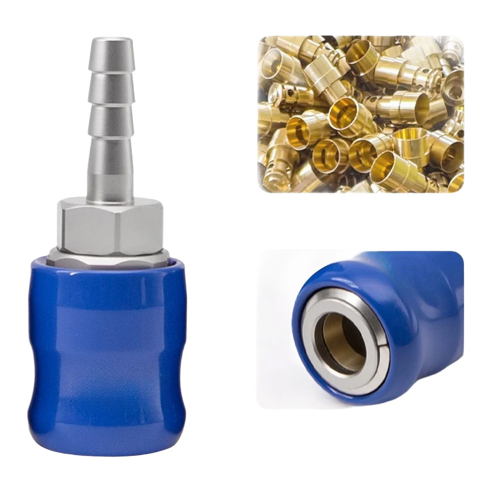 Industrial Grade Pneumatic Quick Connector High Pressure Self Locking for Air Fitting Copper Valve Core Blue 5.8x1.2cm