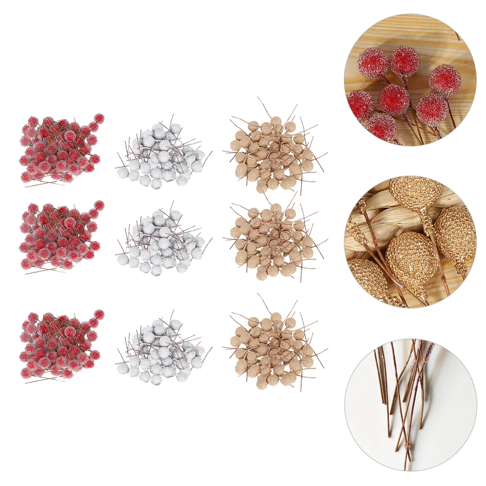 

300pcs Artificial Berries Fake Diy Berry Material Bright Vivid Colors Lifelike For Home Decor Party Xmas Decoration Fake Berry