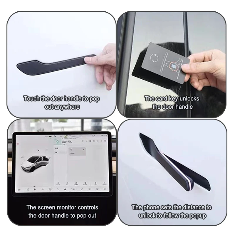 For Tesla Car Accessories Wireless Easy Install Electric Door Handle With LED Colorful Light for Model 3/Y