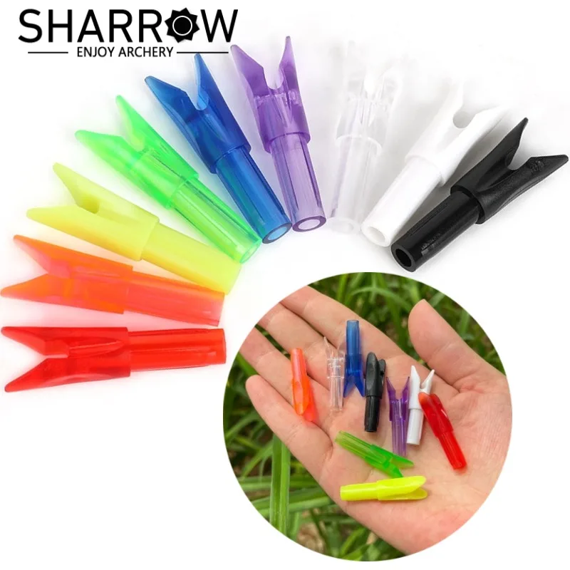 

50pcs Archery Arrow Nock Insert Plastic Tail Use for ID6.2mm Carbon Fiberglass Arrow Shaft for Bow Practice Training Accessories