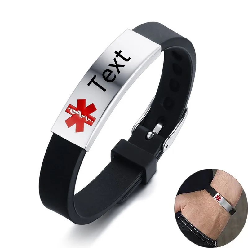 

Engraving Custom ICE Text Name Medical Alert Bracelet Women Men Emergency Remind Jewelry Personalize Medical Alert ID Bracelets