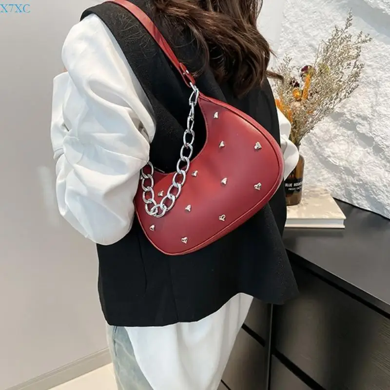 

X7XC Practical Small Shoulder Bag Unique Rivet Armpit Bags Elegant Women's Underarm Purse for Commuting and Casual Outings