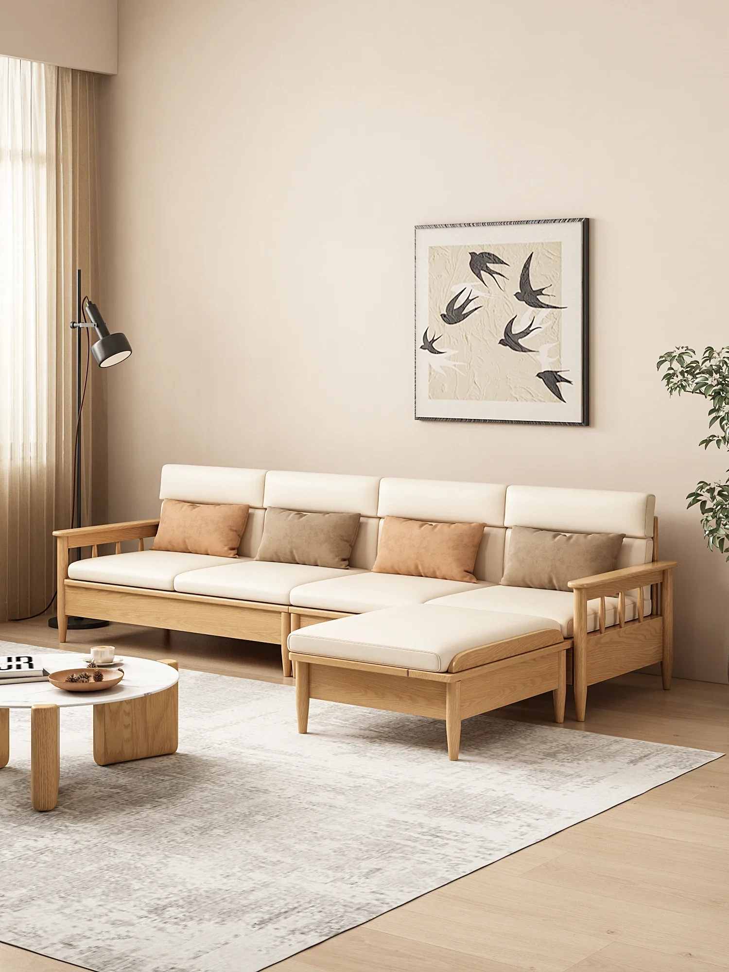 Japanese-Style Solid Wood Storage Large and Small Apartment Type Living Room Cream Style Multifunctional Storage Sofa