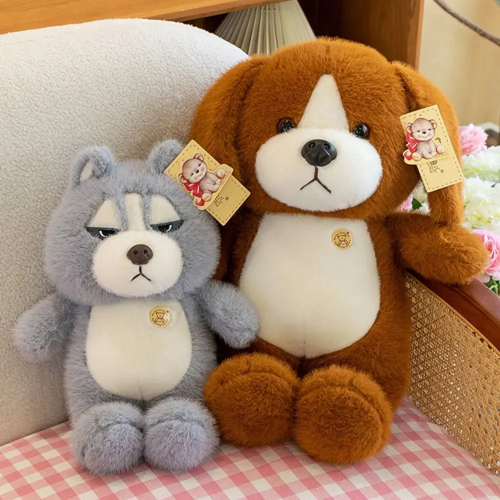 كبير البطن يجلس الكلب ألعاب من نسيج مخملي كسول رقيق رمادي الذئب أفخم دمية 35 سنتيمتر القط الأزرق لطيف الحيوان النوم وسادة غرفة الديكور