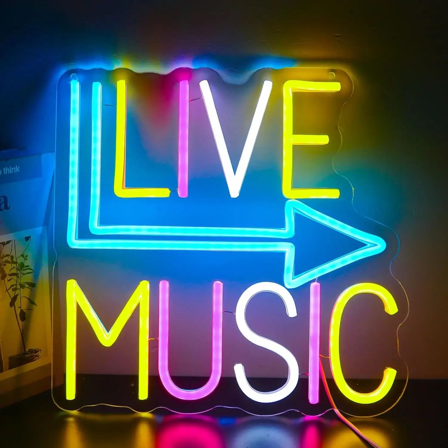 لايف الموسيقى النيون تسجيل ملون LED ضوء النيون لغرفة النوم غرفة الألعاب غرفة البث الموسيقى استوديو على الهواء جدار ديكور عكس الضوء #2