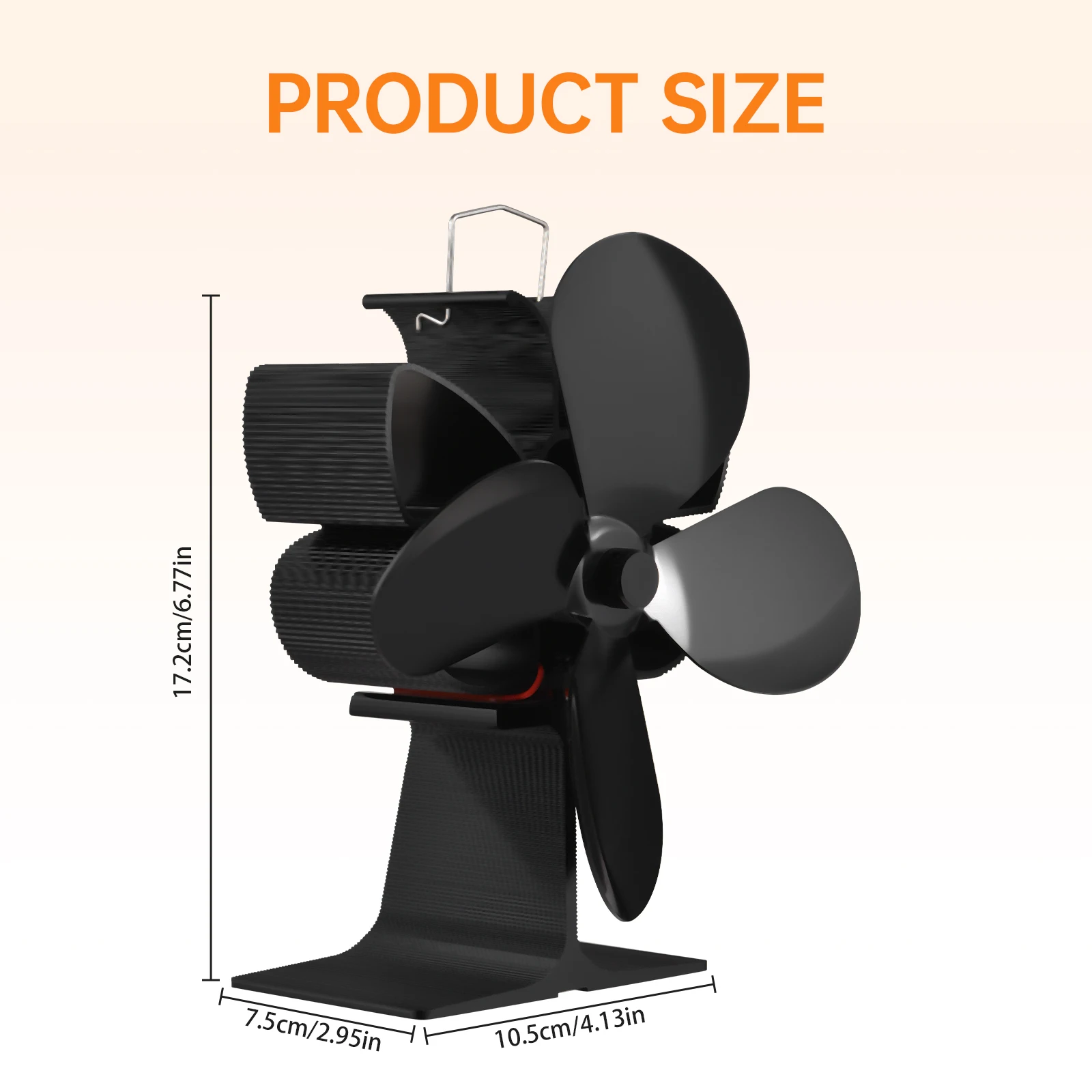 4 Blade Heat Powered Stove Fan with Carrying Handle and Overheating Protection Butterfly Heat Fan Non Electric Eco-Friendly