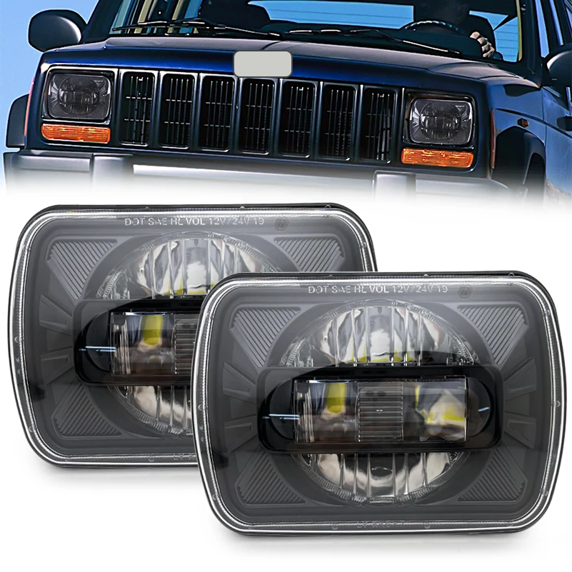 2PCS 5x7inch 6''x7'' Hi-Lo Beam Led Headlight with DRL Runing light For Jeep Cherokee Toyota Pickup Truck Car Light Accessories.