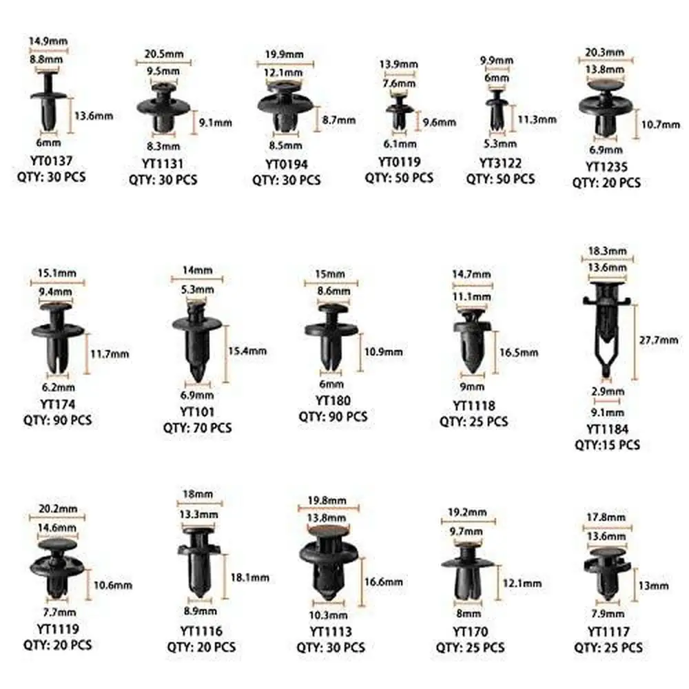 635 قطعة/620 قطعة طقم جسم السيارة مع مشابك التجنيب ومزيل السحابة لمعظم السيارات ملحقات السيارات العالمية