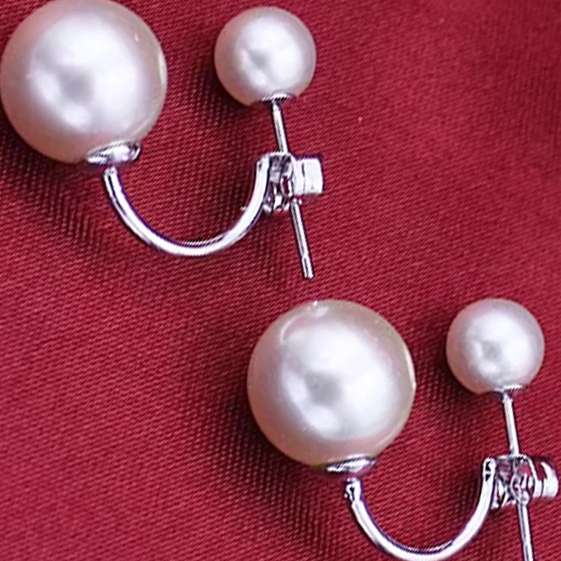 Ear Drop Jewelry 1 Pair Fashionable Earrings Double Side Earring Crystal Ball Stud Earrings Women Pearl Earrings Ear Accessories