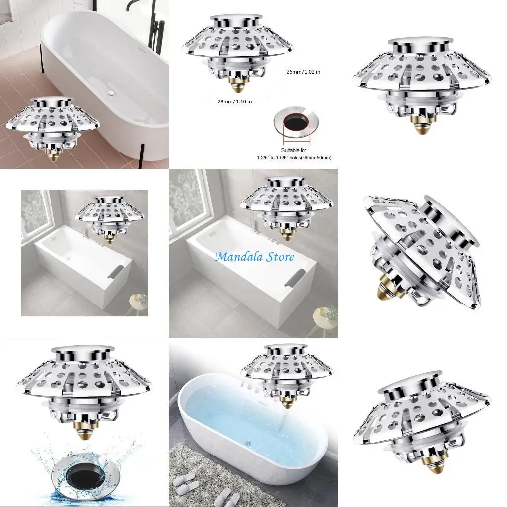 

U2JC Multifunction Brass Bathtubs Drain Pluging with Hair Catcher for Easy Installation