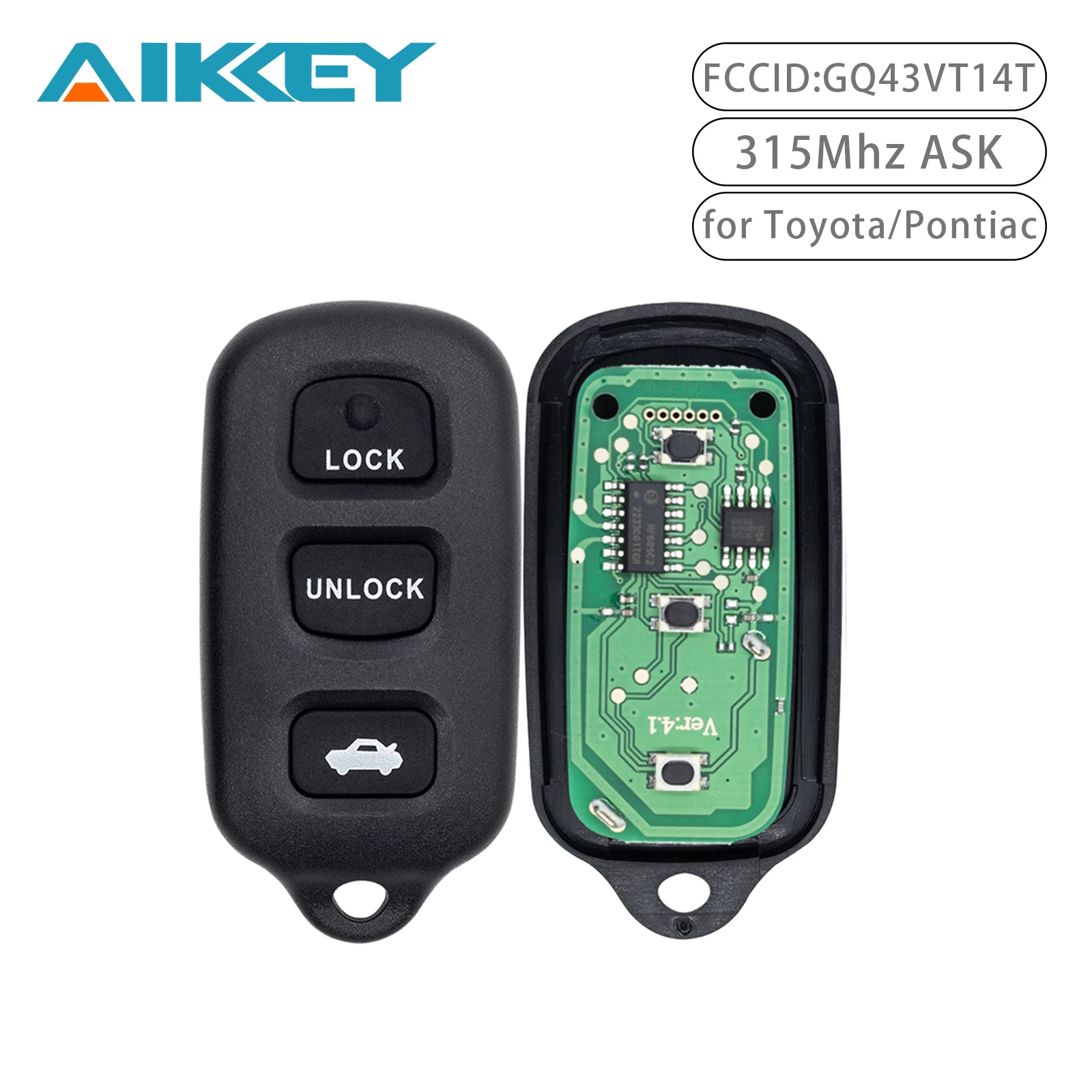 3+1 Buttons Car Key Remote Control Key FCCID:GQ43VT14T for Toyota Camry 2002-2006 Matrix Solara Sienna Pontiac Vibe