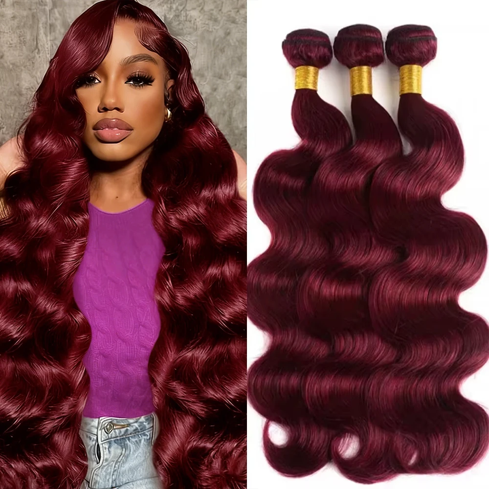 

Наборы волос 99J Burgundy 16A Body Wave, 100% натуральные бразильские необработанные волосы, 30, 32, 36 дюймов, для наращивания, из натуральных необработанных волос.