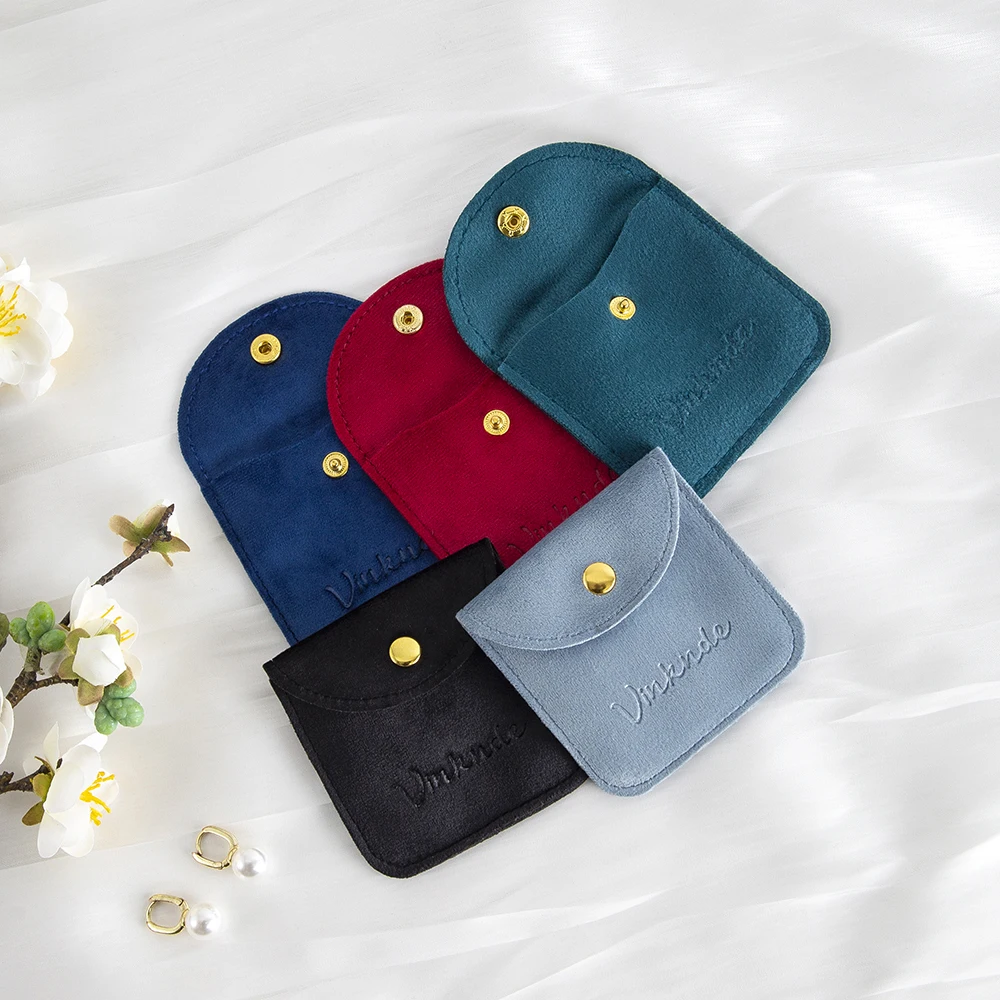 50 Uds. Mini sacos de regalo de terciopelo a granel con broche dorado, bolsas de joyería con logotipo personalizable para pendientes, anillo, pulsera, bolsa de polvo para exhibición