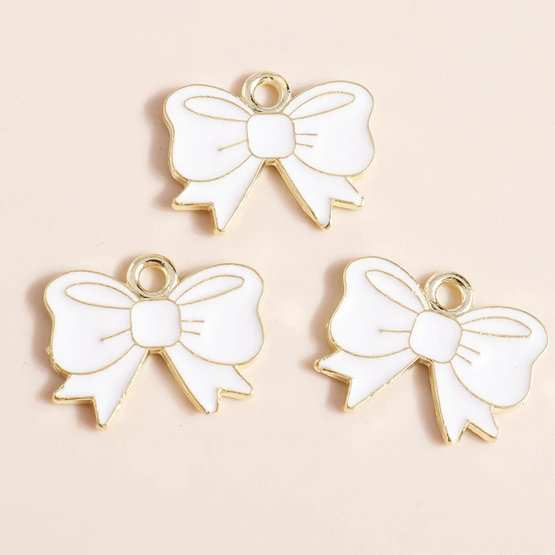 20 Stück 18 x 12 mm niedliche bunte Emaille-Bowknot-Charms-Anhänger für Schmuckherstellung, Ohrringe, Halsketten, Armbänder, DIY-Bastelbedarf – Detail 7