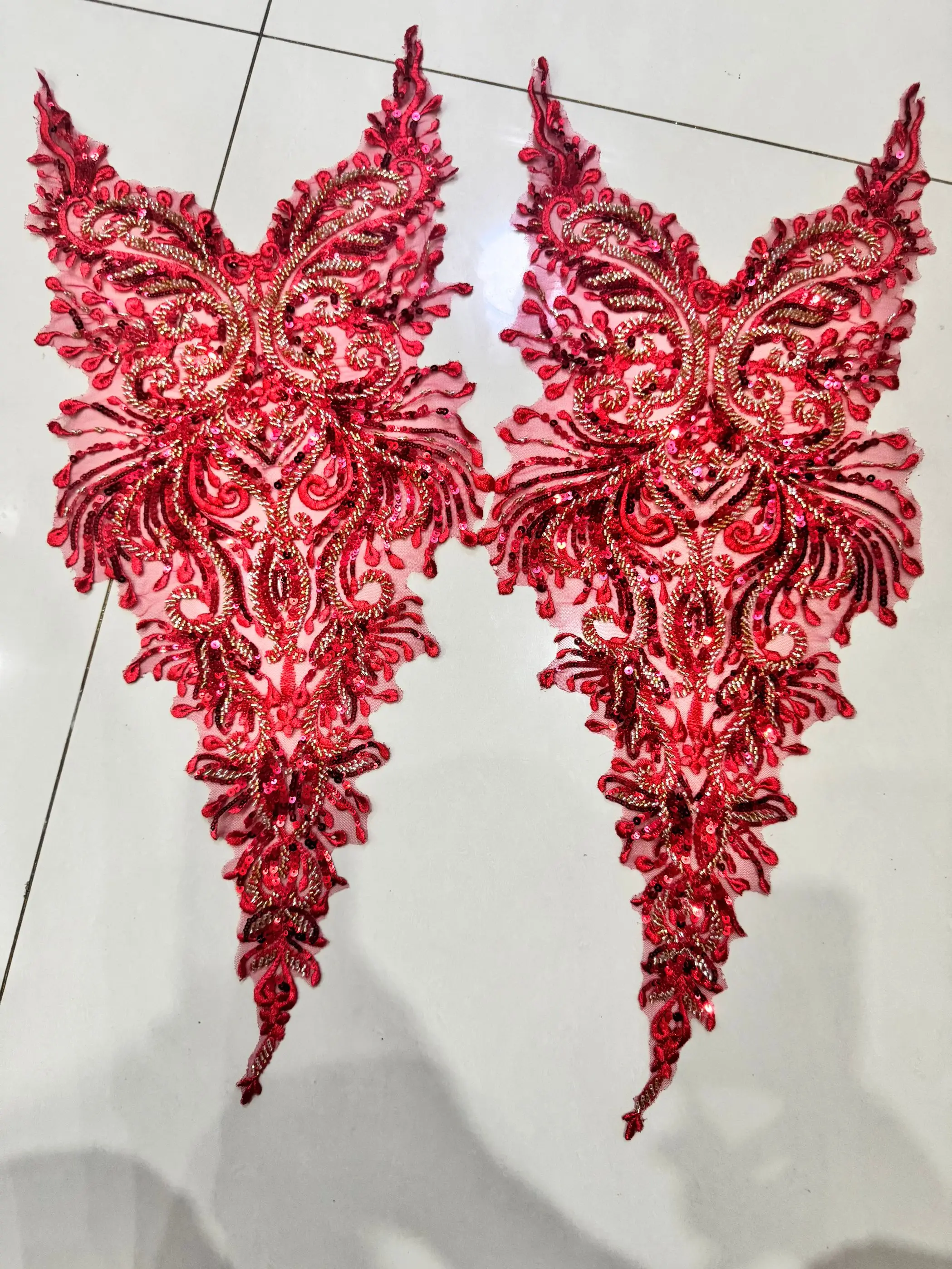 Custom Made Luxury Bridal Dress Embellishments Accessories Embroidered Sequin Beaded Crystal Lace Trim Appliqued Fabric