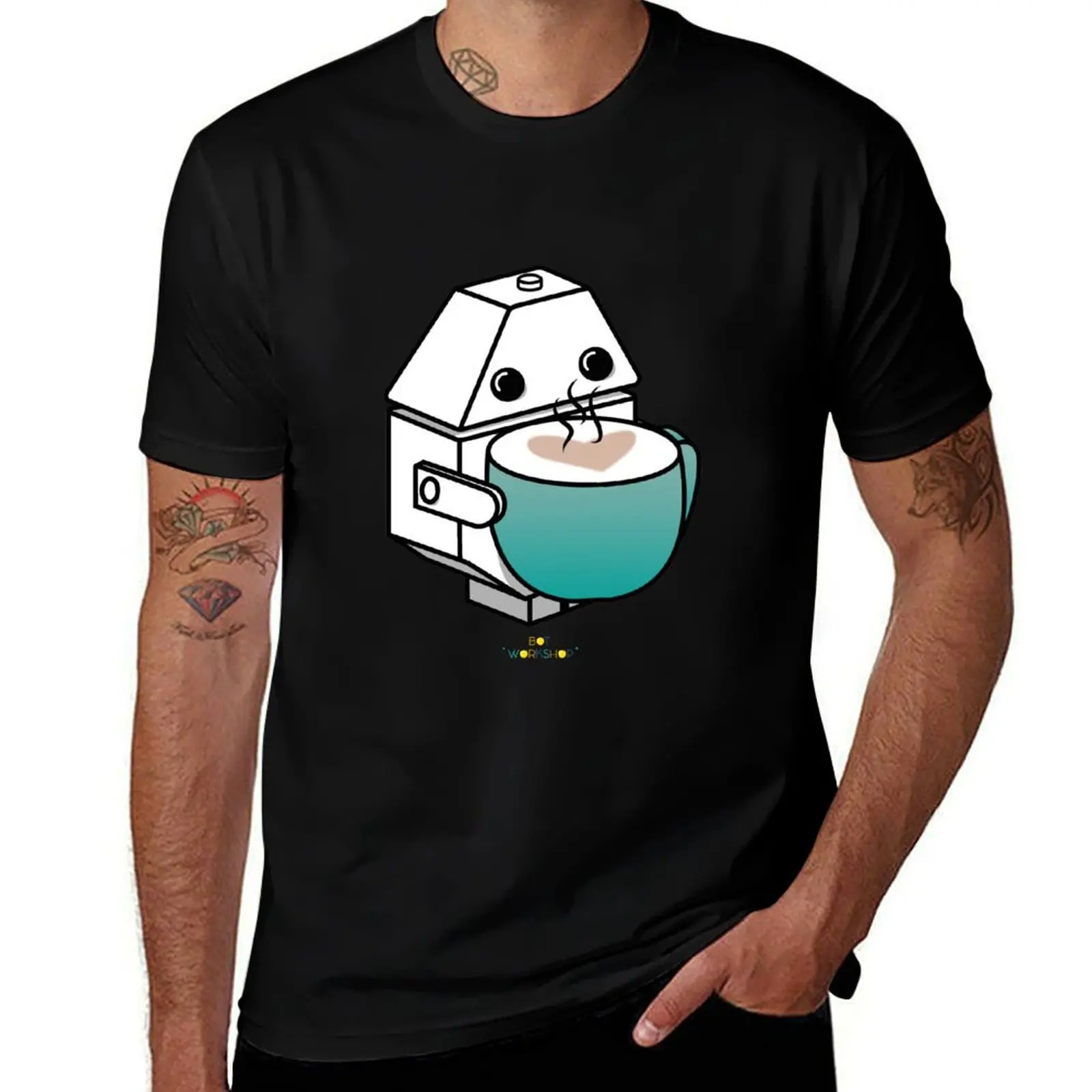 Coffee first, robot work later. T-Shirt Lightweight Gym Training T-Shirt