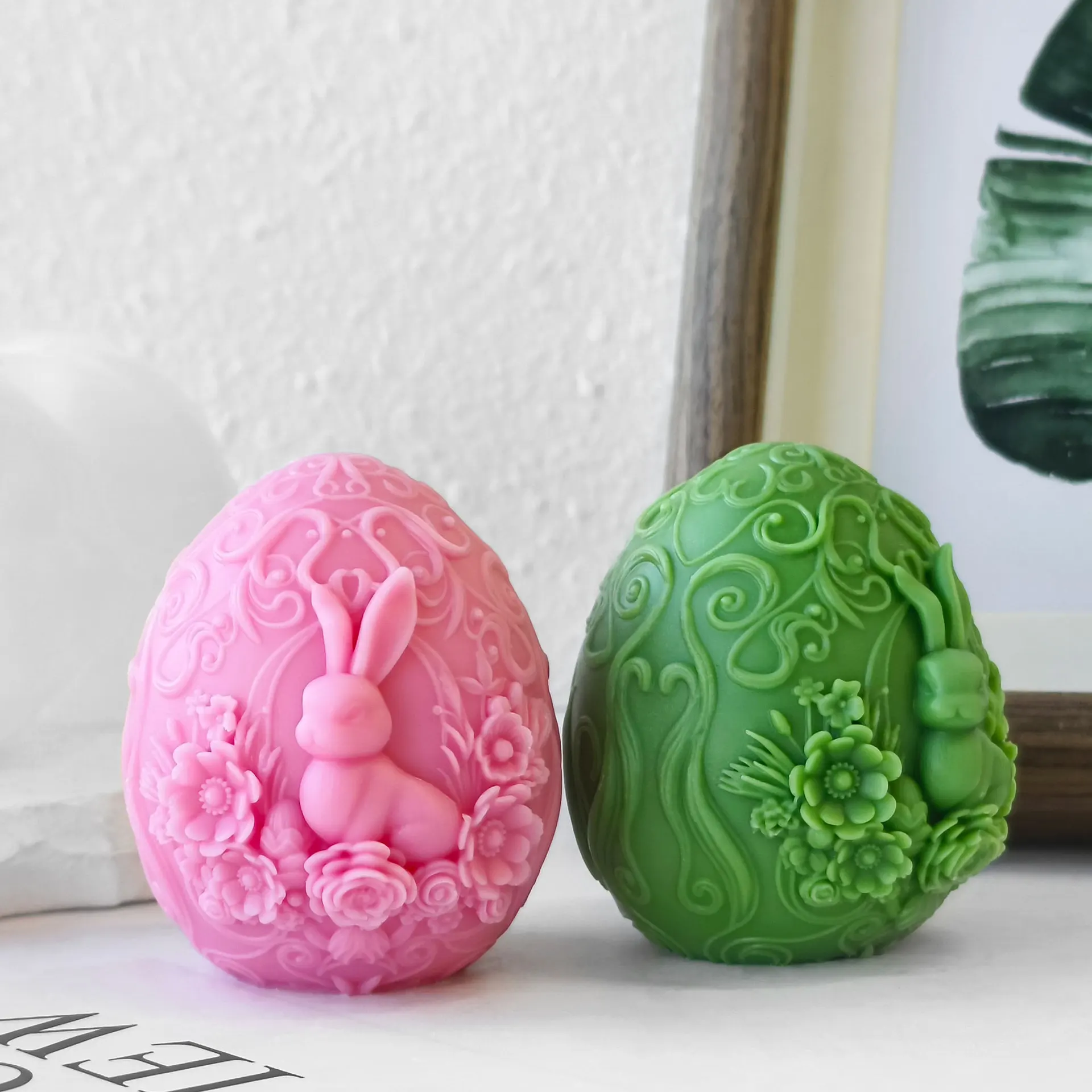 Geprägte Blumen-Hasen-Kerzenform aus Silikon DIY Häschen-Ei Handwerk Gips Harz Handgemachte Seifenform Ostergeschenk Heimdekoration