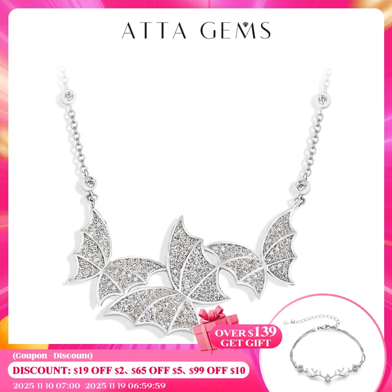 

ATTAGEMS элегантное ожерелье из муассанита с бабочкой для женщин, серебро S925, VVS1, лабораторный бриллиант, роскошные свадебные украшения для невесты, подарок, Лидер продаж