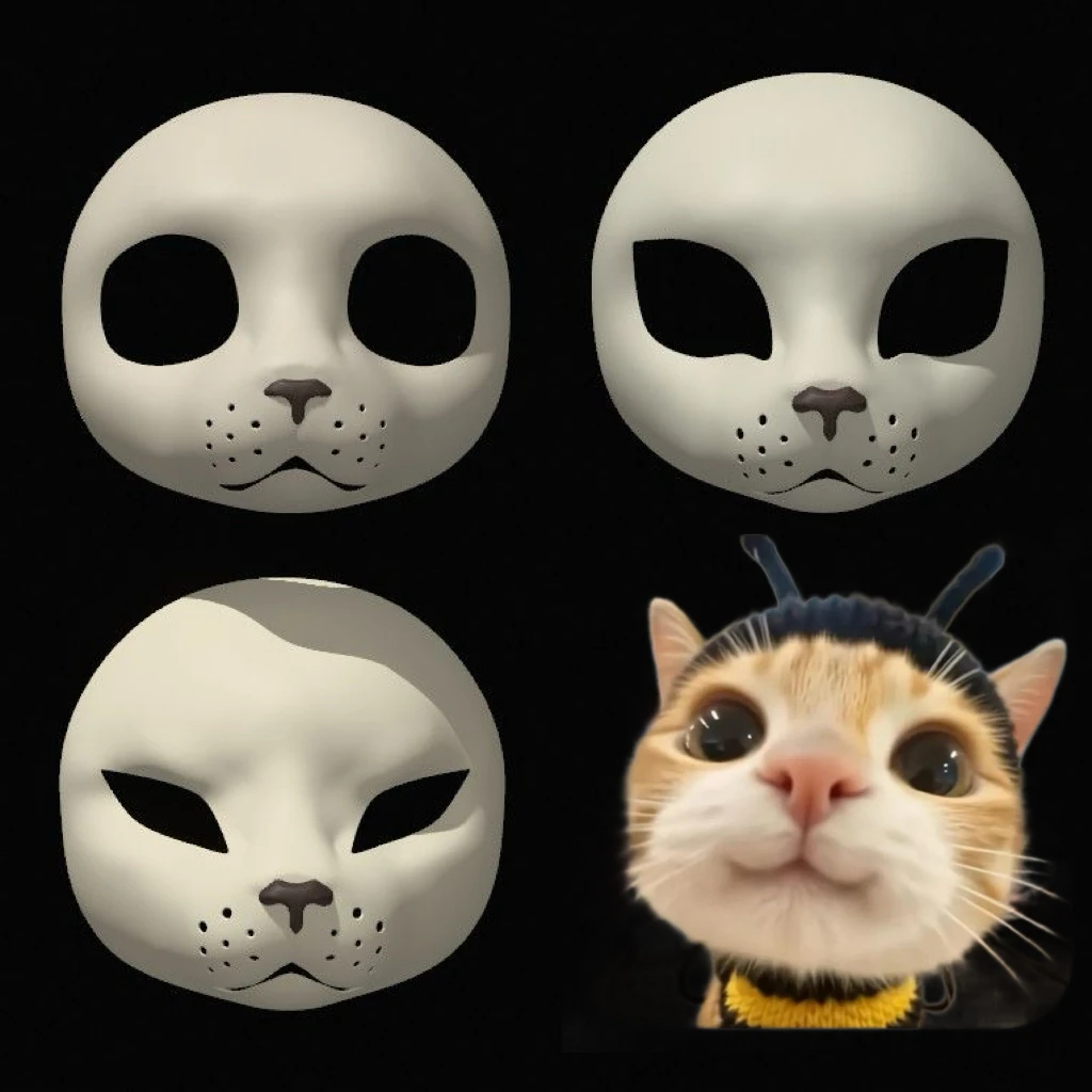 

Базовая маска Kemono, милый домашний кот, 3D печать, полуреалистичный костюм зверя, череп, аксессуар для косплея