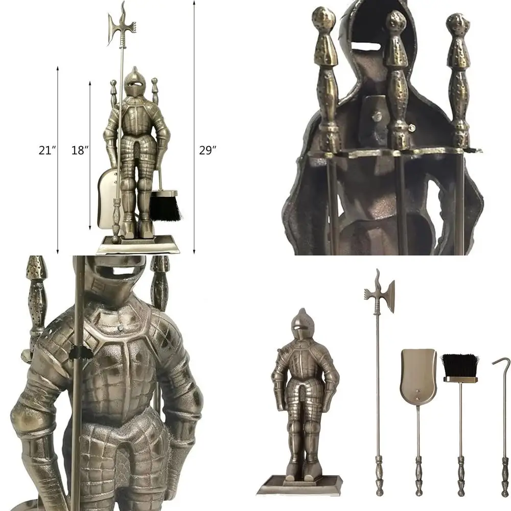 

Чугунные каминные инструменты в стиле средневекового рыцаря с античной латунной отделкой