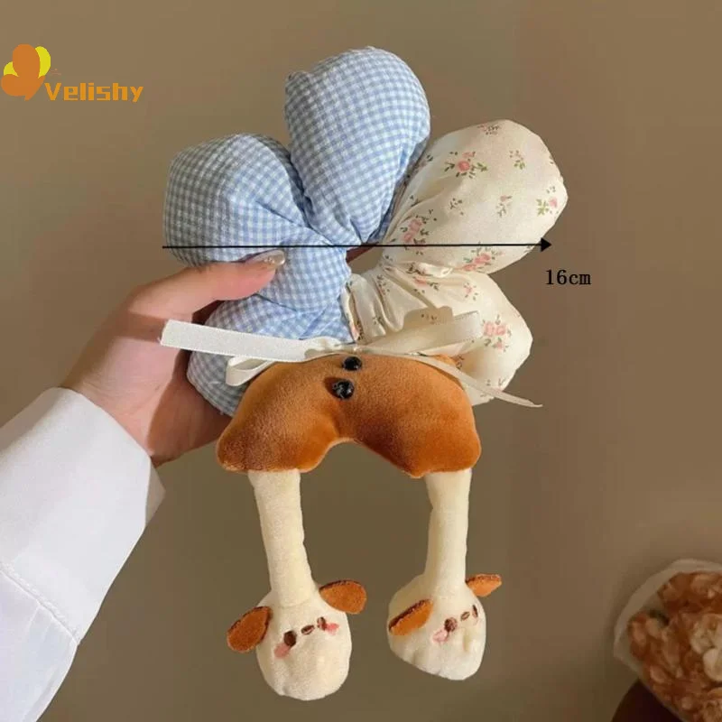 Cartoon Corpo inferiore di animali Fiore grande Scrunchie per donne Ragazze Fascia per capelli dolce Fascia per capelli Cravatta per capelli Accessori per capelli carini