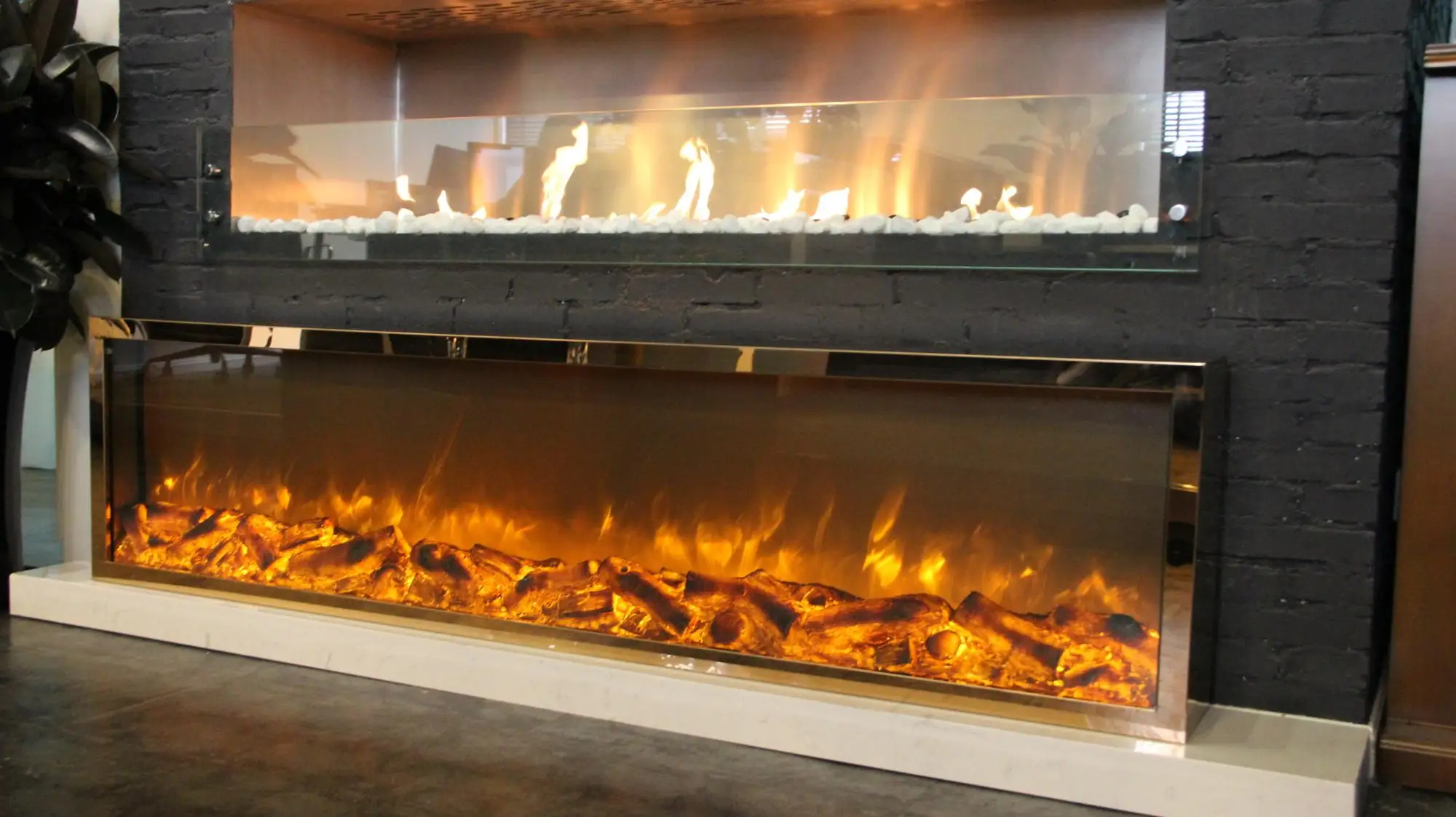 Lar 1800mm Modern Hotel Electric Fireplace With 3D Pebbles Effect Contemporary Electric Fireplaces