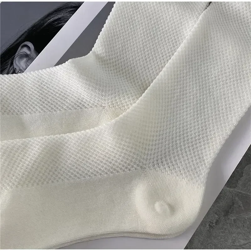 Leisure Knee Length Socks Soft Mid-tube Breathable Stockings Mesh Hollow High Sleeve Socks Outdoor Cotton Thin Sports Sock