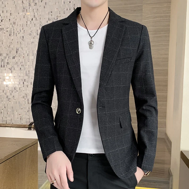 

High Quality Korean Style Fashion Business Casual Work Interview Party Party Wedding Dress Men Slim Fit Suit Suit Jacket