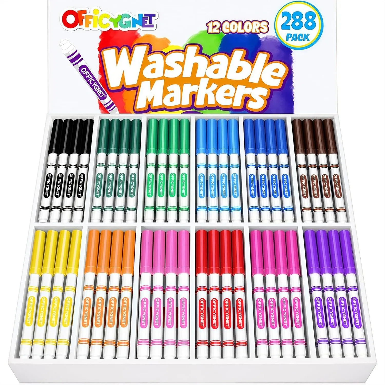 

288 Count Washable Markers Bulk For Kids 12 Assorted Colors Fine Line Marker With Conical Tip Back To School Supplies Teacher Classroom Must Haves