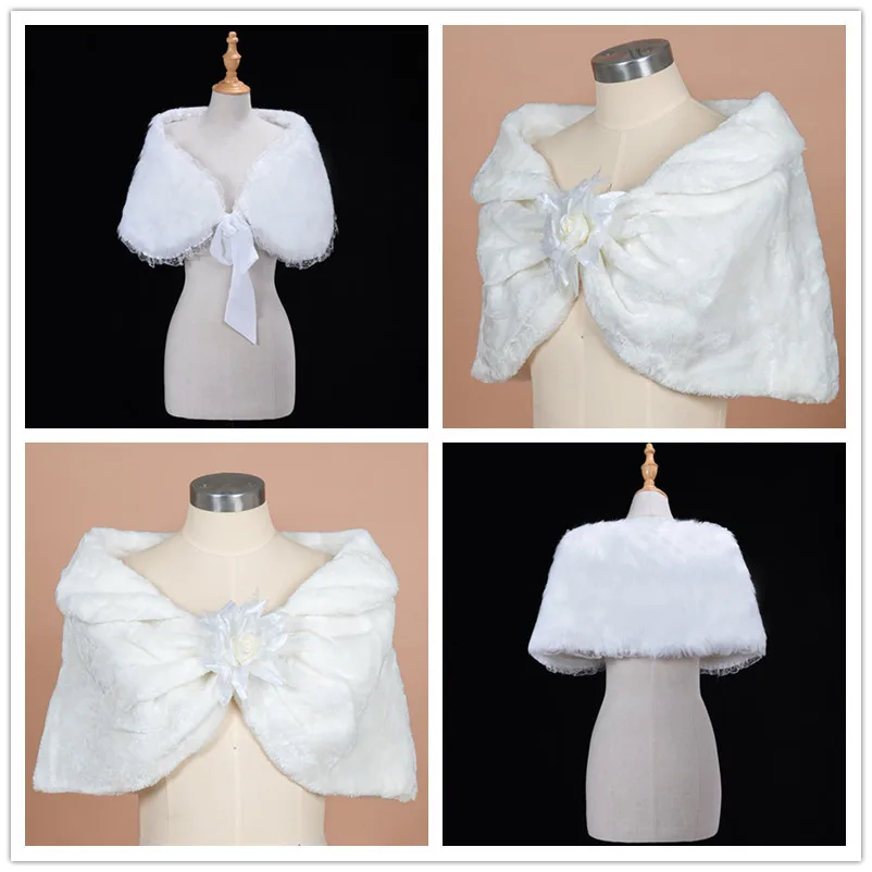 Mode Alle Stijlen Bruids Nepbont Stola Bont Sjaal Winter Bruids Sjaal Bruiloft Cover Up Vrouwen Avondfeest Bont Bolero