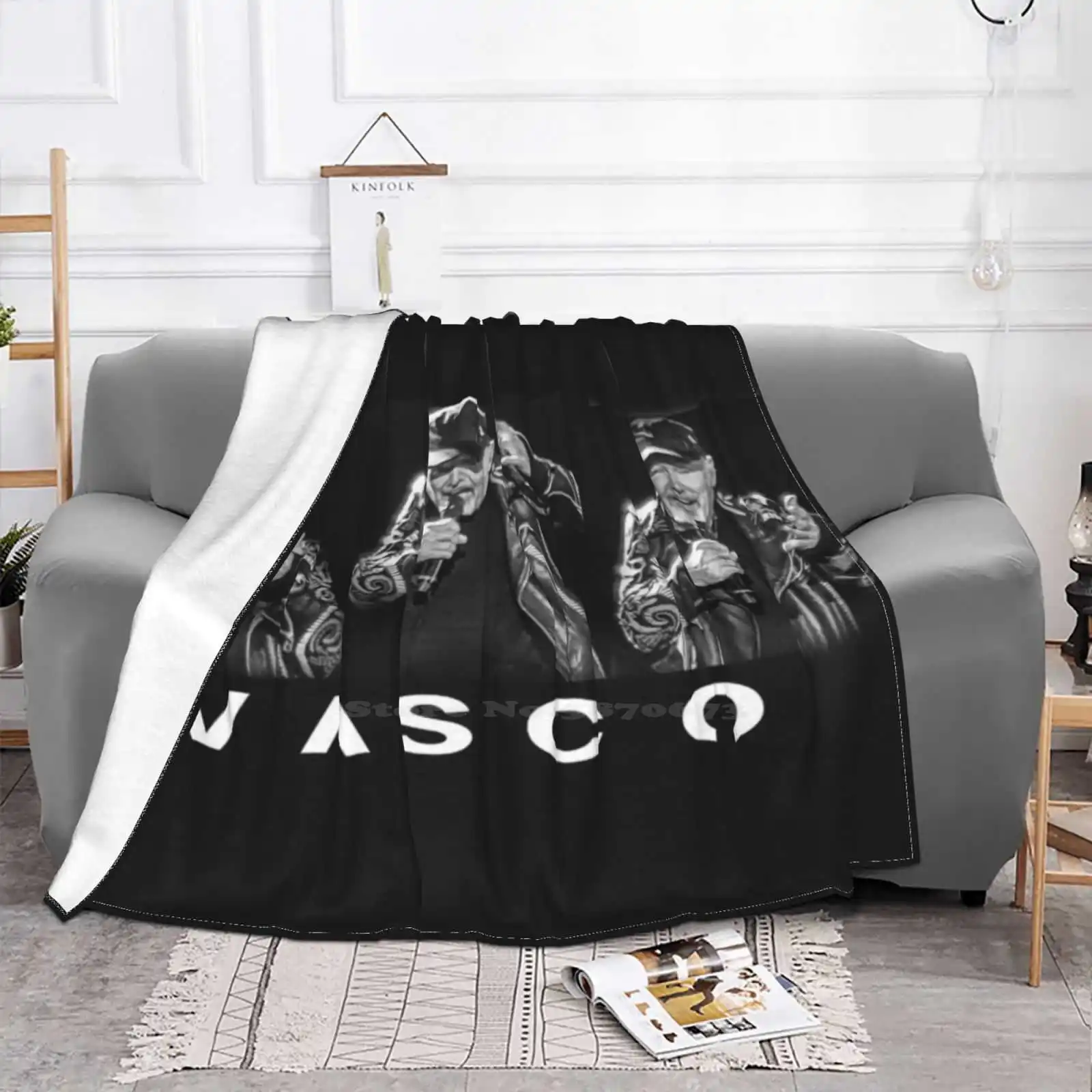 Vasco Rossi Hot Sale Printing High Qiality Warm Flannel Blanket Vascorossi Vasco Rossi Black Dark Top Regalotop Concerto Blasco