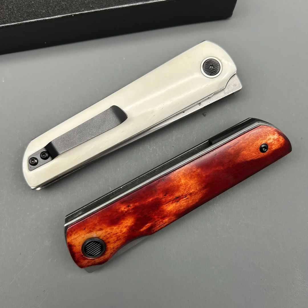SKD-11 Pocket handmade Folding Knife Beef Bone Handle High Hardness Camping Outdoor Survival Hunting EDC Tool Knife