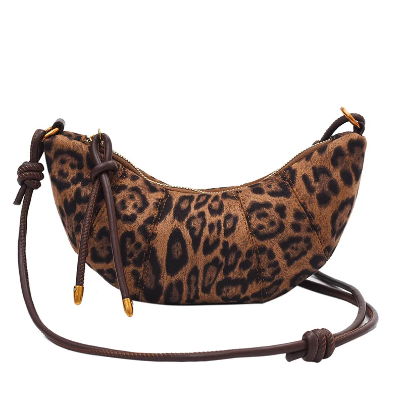 Borsa con stampa leopardata di nicchia Super Fire borsa per gnocchi Messenger Versatile autunno 2024 nuova popolare borsa per Croissant