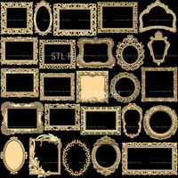 25pcs Decor photo/mirror frame 3d model relief for cnc carving engraving in STL file format artcam type3 aspire