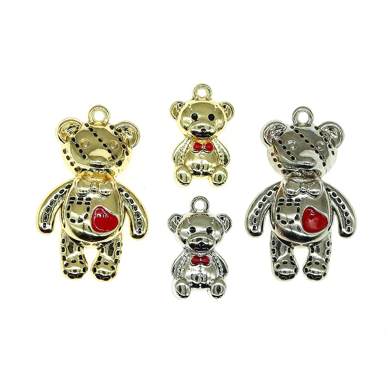 5pcs/lot Kawaii Half Stereo Alloy Bear Baby Charms love you For Necklace Bracelet Earring DIY Jewelry Gift Findings Accessories