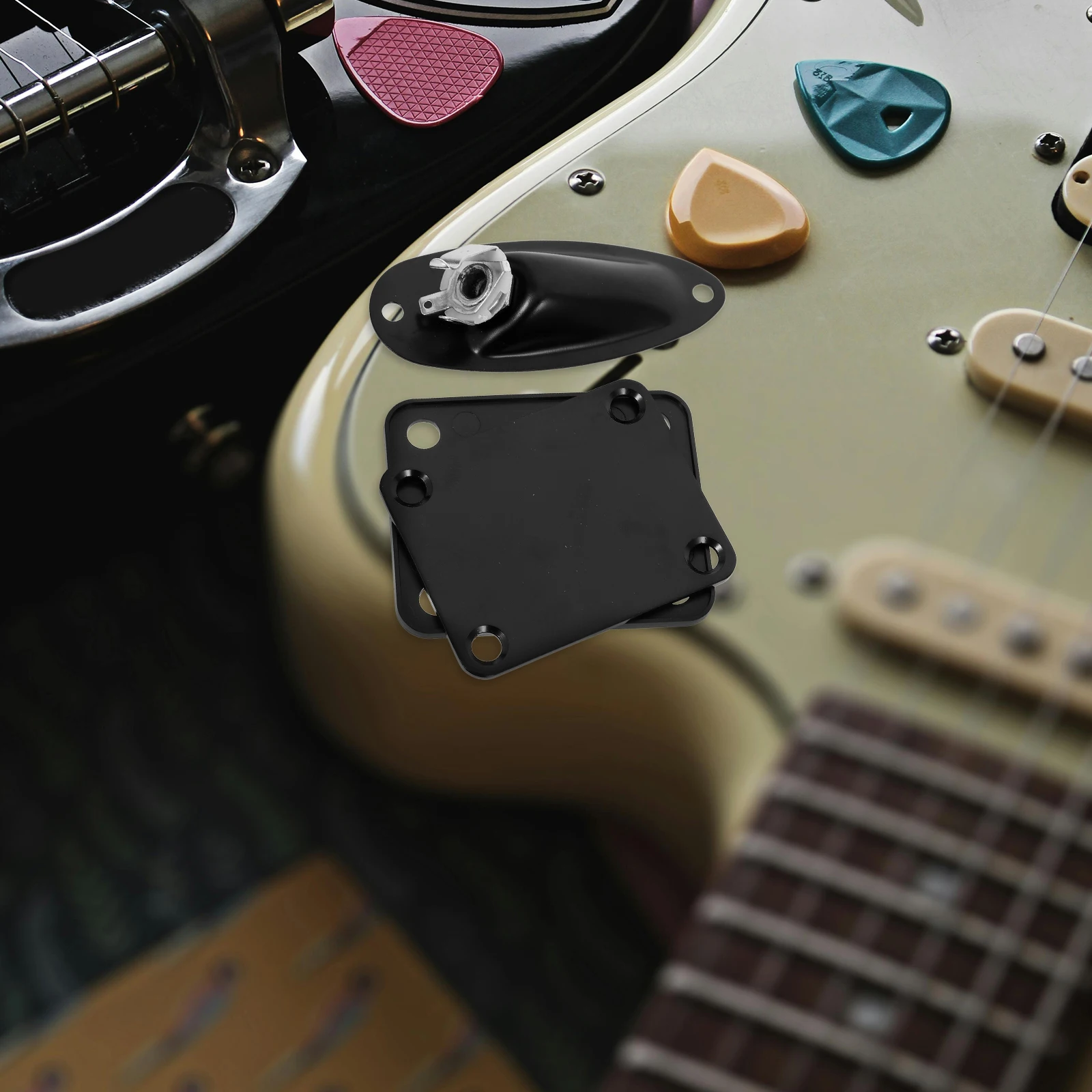

Guitar String Fixer Electric Jack Socket Plates Output Parts Fittings for Accessories Replacement Neckplate
