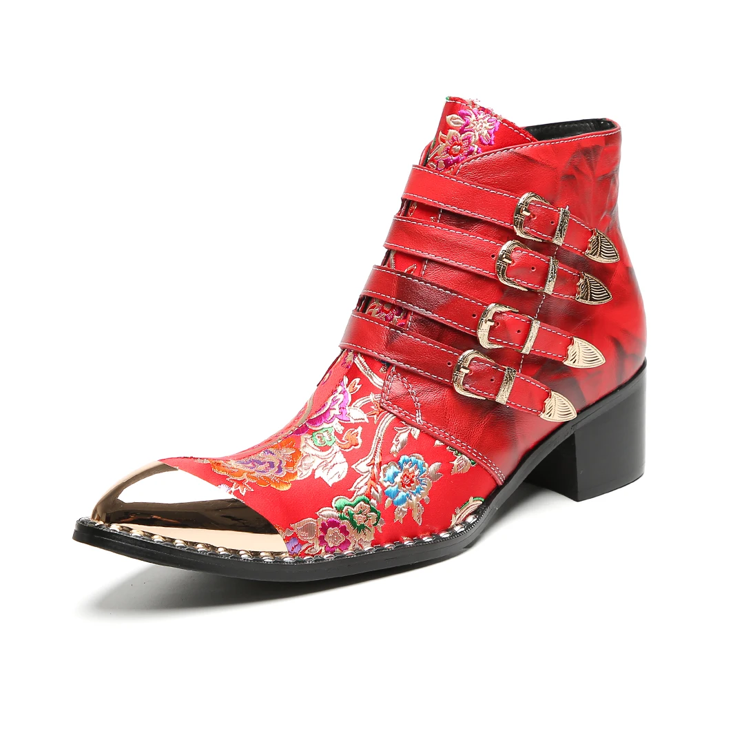 

Модные мужские ботильоны из натуральной кожи с пряжкой и ремешком, модельные туфли большого размера, мужские короткие сапоги с острым носком для свадебной вечеринки