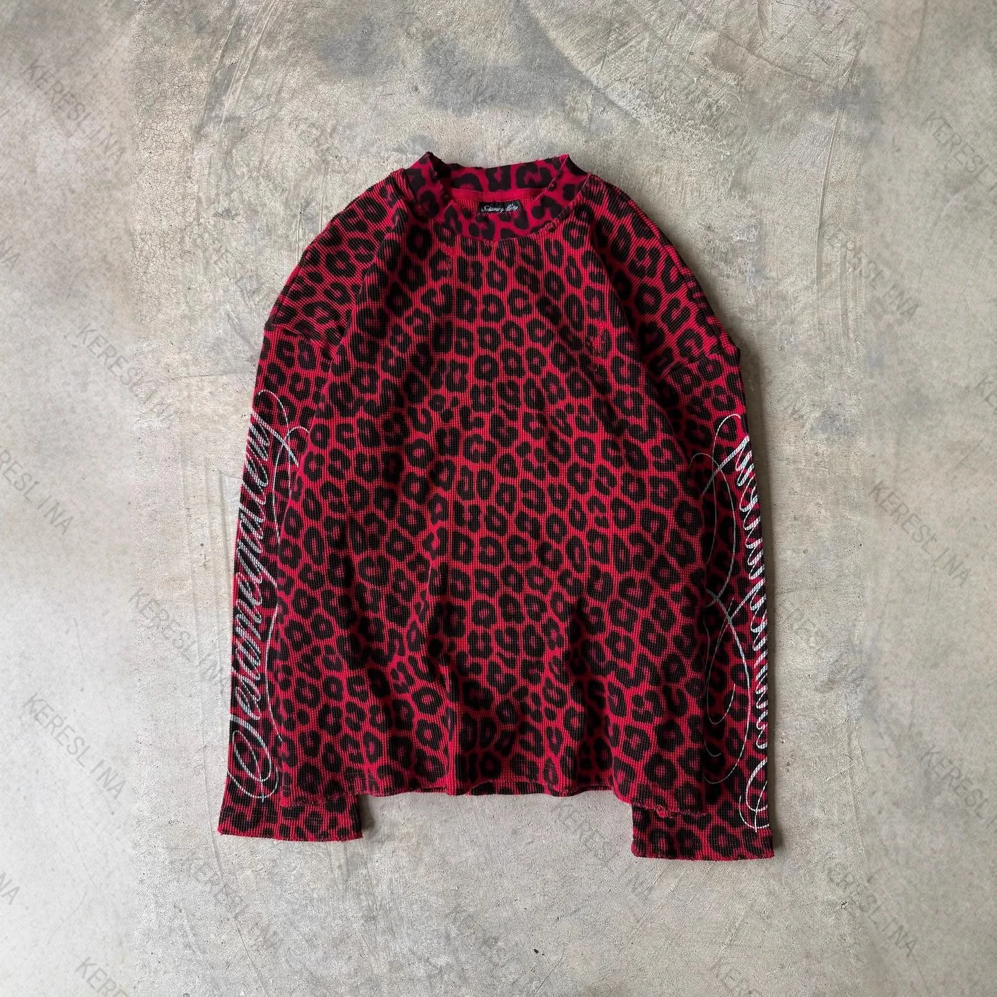 Amerikanisches Vintage Gothic Mode Trendiges Vielseitiges Leopardenmuster Langarm-T-Shirt Top Y2K Trendiges High-Street Langarm-Oberteil – Detail 1