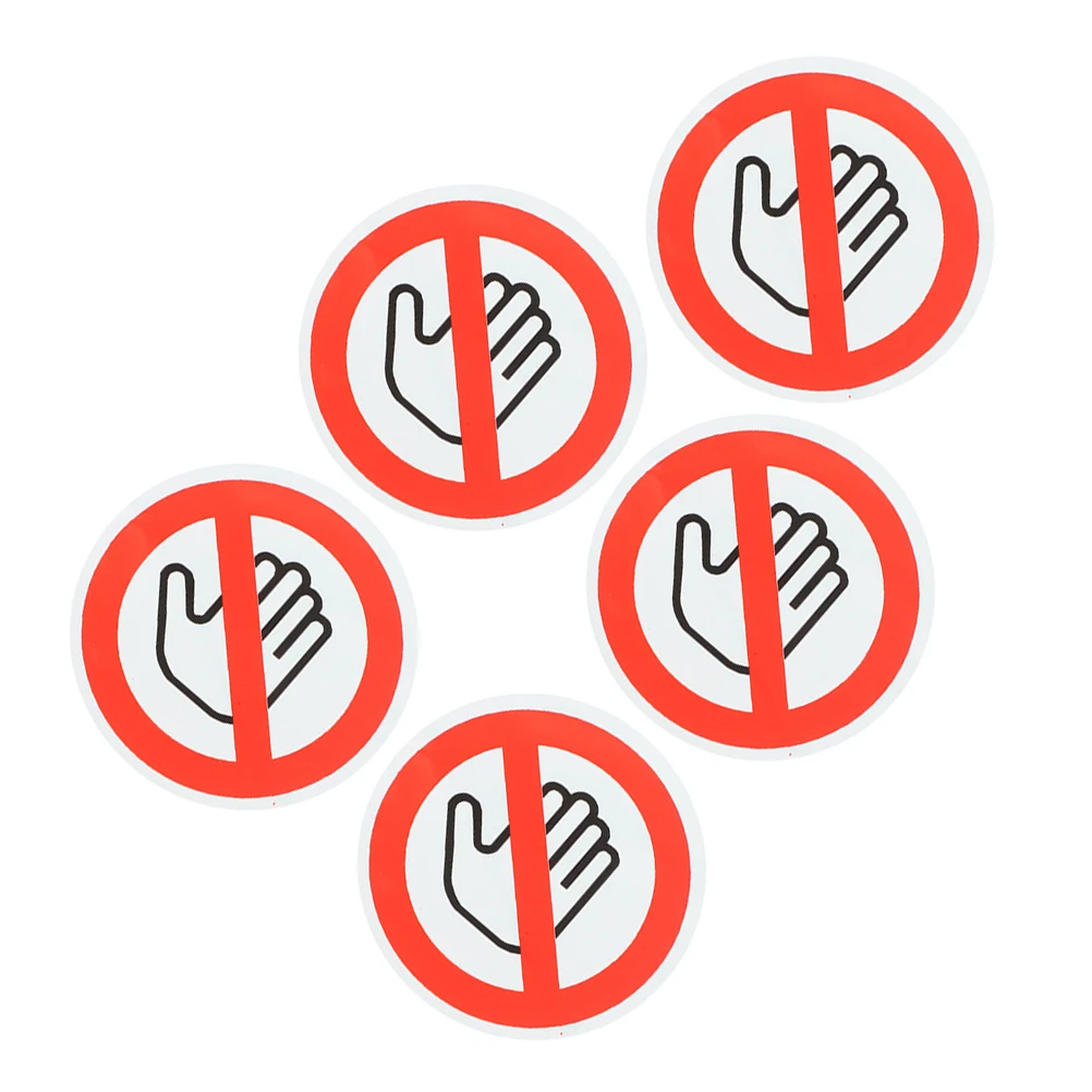 

5pcs Safety Warning Stickers Do Not Touch Adhesive Decals for Laptop Car Equipment White Glass Peel Stick Labels