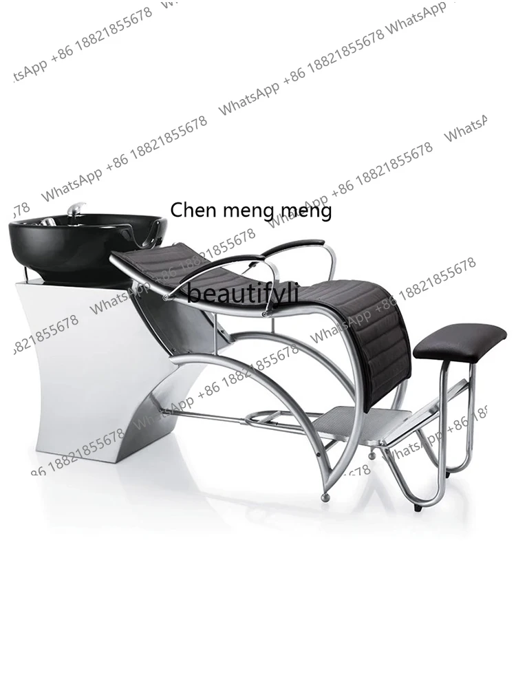

S7486 ss Lying Half High-End Shampoo Chair Hair Saloon Dedicated Ceramic Basin High-End Hairdressing Flushing Bed