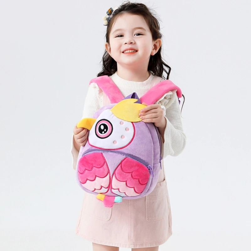 12 Styles Cute Cartoon Animals Plush Backpack for Toddlers Children Boys Girls School Bag Kindergarten Bookbag for 2-4 Years Old