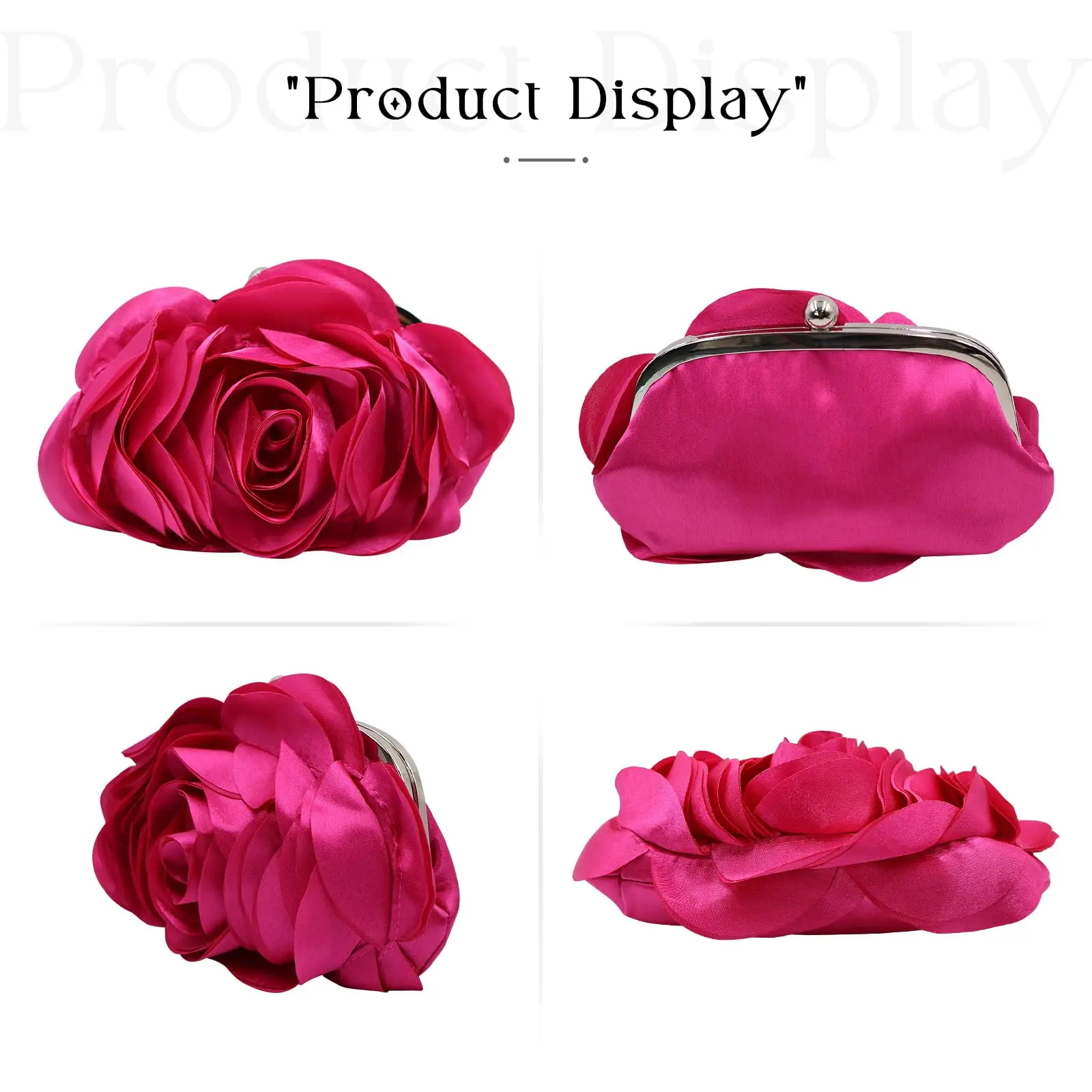 Women Rose Clutch Bags with Detachable Chain for Wedding Flower Bride Small Purse Evening bag Party Handbag Lady Wedding Wallet